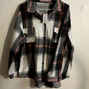 Men's Plaid Flannel Shirt - Black, White, and Pink